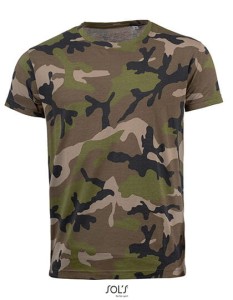 Męska bawełniana koszulka o kamuflującym wzorze SOL`S Camo