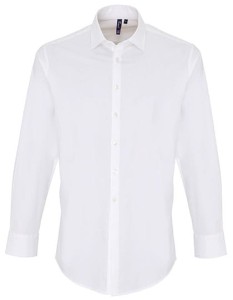 Mens Stretch Fit Poplin Long Sleeve Cotton Shirt