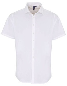 Mens Stretch Fit Poplin Short Sleeve Cotton Shirt