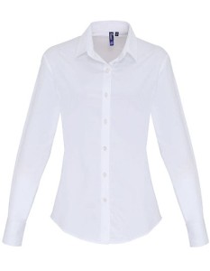 Ladies Stretch Fit Poplin Long Sleeve Cotton Shirt
