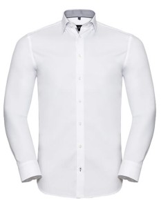 Men`s Long Sleeve Tailored Contrast Herringbone Shirt 