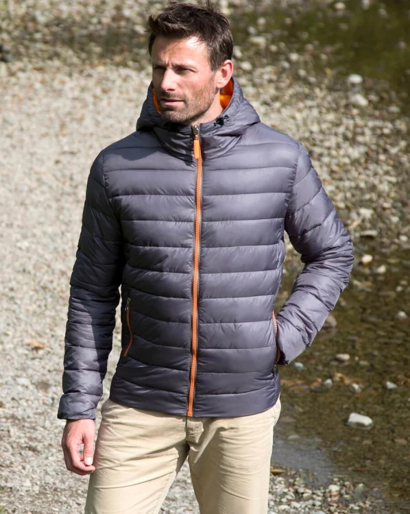 R194M-grey-orange-lekka-kurtka-meska-pikowana-z-kapturem-RESULT-Snow-Bird