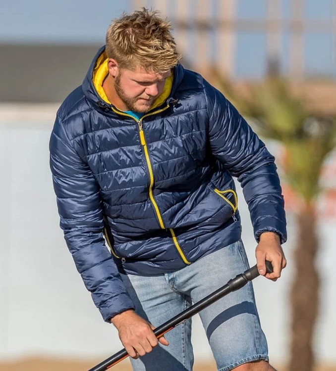 R194M-navy-yellow-lekka-kurtka-meska-pikowana-z-kapturem-RESULT-Snow-Bird