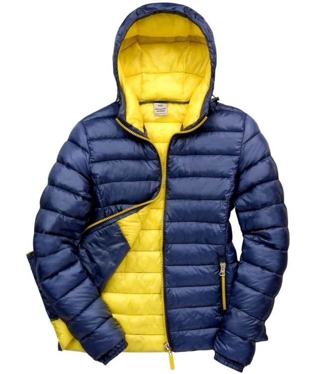 R194F-navy-yellow-lekka-kurtka-damska-pikowana-z-kapturem-RESULT-Snow-Bird
