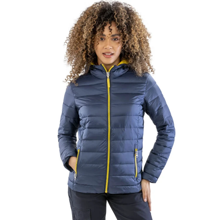 R194F-navy-yellow-lekka-kurtka-damska-pikowana-z-kapturem-RESULT-Snow-Bird