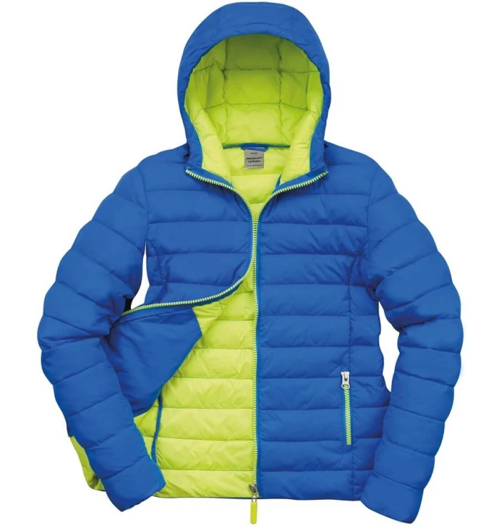R194F-ocean-blue-lime-punch-lekka-kurtka-damska-pikowana-z-kapturem-RESULT-Snow-Bird