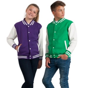 Rozpinana bluza dziecięca baseball JUST HOODS® Varsity