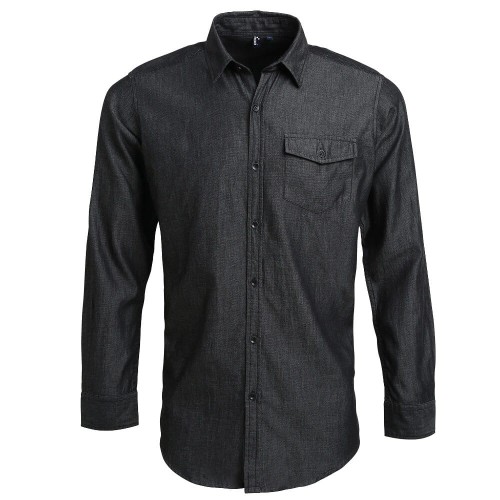 PR222-black-denim-koszula-jeansowa-meska-PREMIER-WORKWEAR