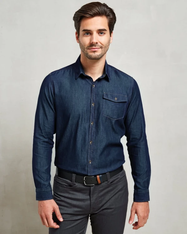 PR222-indigo-denim-koszula-jeansowa-meska-PREMIER-WORKWEAR