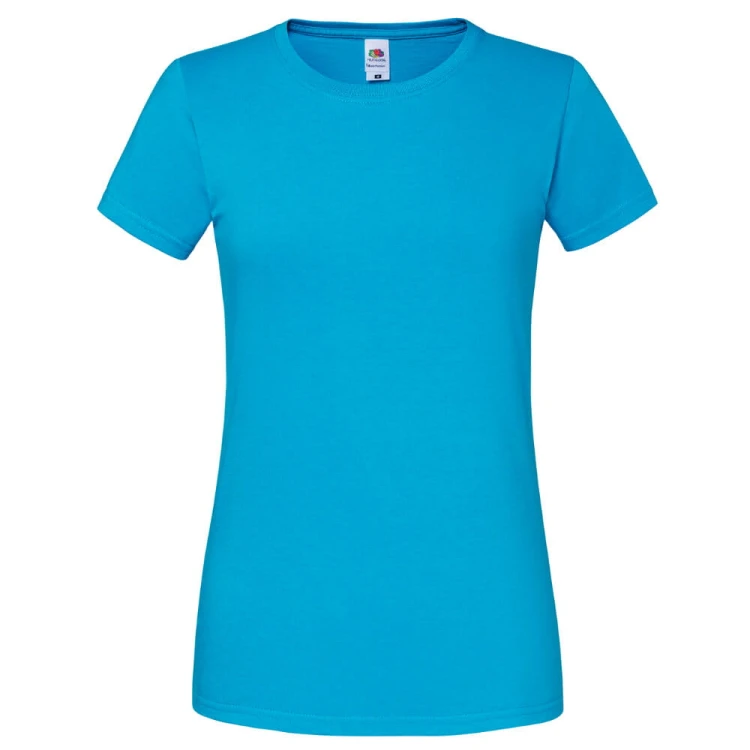 614240-azure-blue-damska-taliowana-koszulka-Fruit-Of-The-Loom-Iconic-T