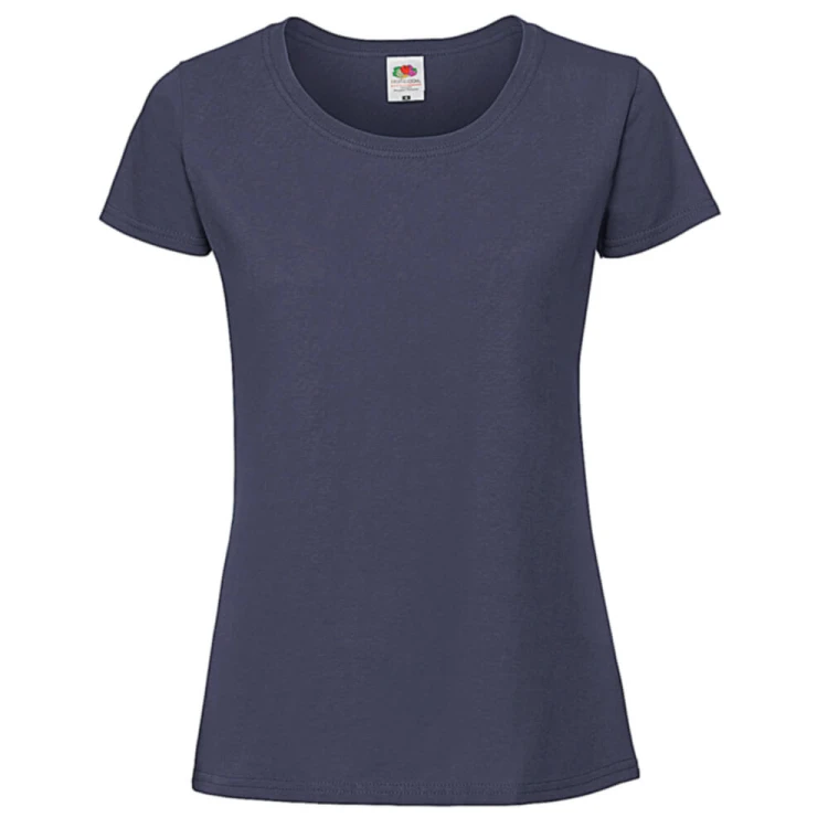 614240-navy-damska-taliowana-koszulka-Fruit-Of-The-Loom-Iconic-T