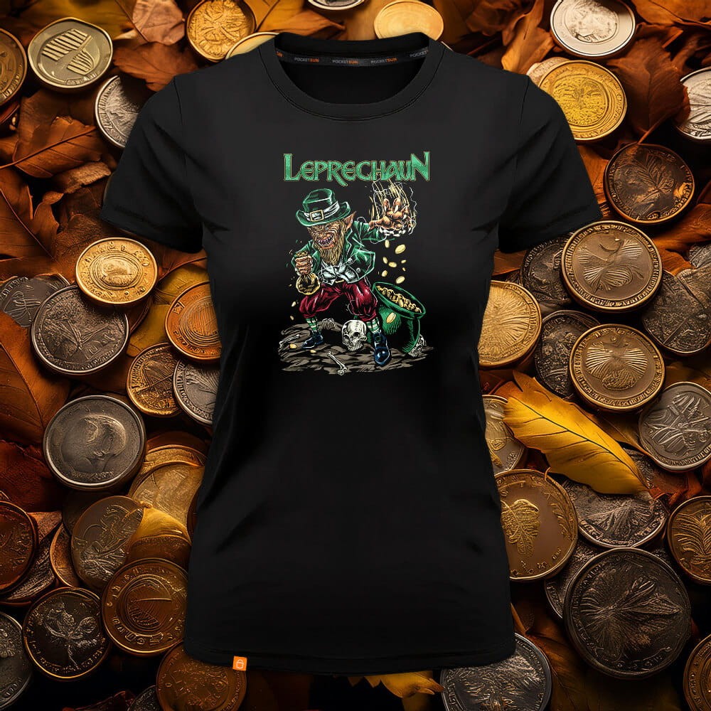 PS-30-Leprechaun-czarna-koszulka-damska-premium
