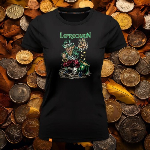 PS-30-Leprechaun-czarna-koszulka-damska-premium