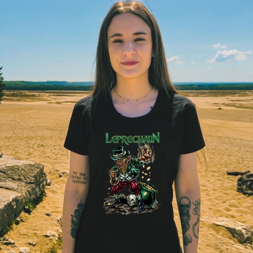PS-30-Leprechaun-czarna-koszulka-damska-premium